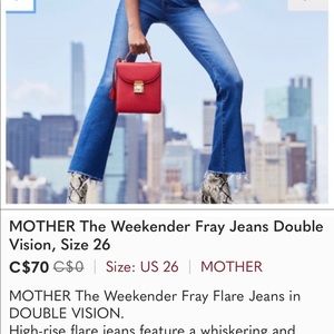 MOTHER The Weekender Fray Jeans Double Vision, Size 26
